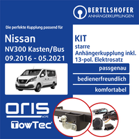 für Nissan NV300 Kasten/Bus X82 09.2016-05.2021 AHK Starr +13Pol Sp. E-Satz TOP