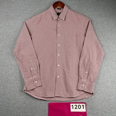 J Crew Slim Oxford Shirt Button Red Gingham Check Up Long Sleeve Mens Medium