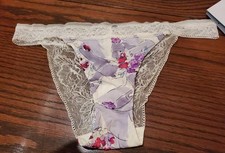 NWT CALVIN KLEIN NAKED GLAMOUR TANGA PANTIES FLORAL NYLON/ELST F3324 CAN M