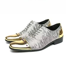 Mens Patchwork Pointed Toe Lace Up Loafers Dress Casual Party Evening Prom Shoes