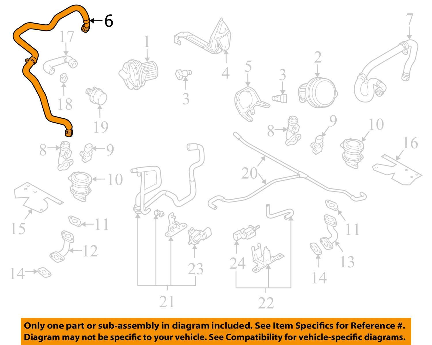 Audi R8 Spyder Secondary Air Injection Pump Hose Pipe Line 2011 2012 OEM