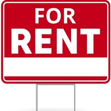 1PC For Rent Sign with Stand, 17 Inches by 13 Inches - Double Sided Signs - C...