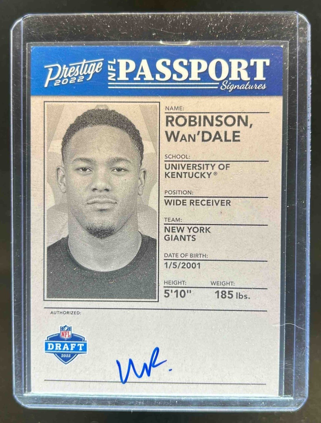 Wan'Dale Robinson Panini Prestige NFL Passport Signatures #NPSWR Base