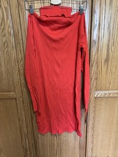Wild Fable Women's Long Sleeve Turtleneck Ribbed Bodycon Dress Bright Red L NWT