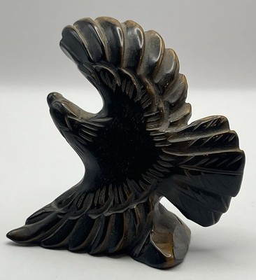 Tigers Eye Eagle Sculpture Bird Crystal Figure Carved Gemstone Small