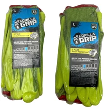 GORILLA GRIP Work Gloves HiVis Precision Grip A5 Cut Large 22877 Lot of 6 New