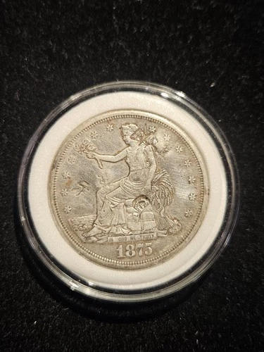 1875-S $1 Trade Dollar T$1 Liberty Seated Silver San Francisco Chop Mark US Coin