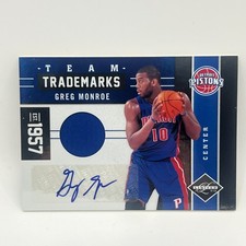 2011-12 Panini Limited Team Trademarks Materials Signatures Greg Monroe /99 DET