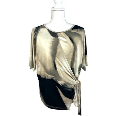 Clara Sunwoo watercolor print side-tie top in a neutral color palette Size Small