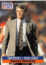 Dan Reeves 1991 Pro Set 144 Denver Broncos Football Card