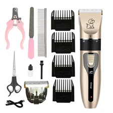 Dog Cat Pet Grooming Kit Rechargeable Cordless Electric Hair Clipper Trimmer Set