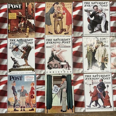 Lot of 9 Calendar Prints by Norman Rockwell Unframed