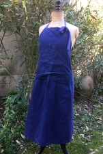 ANCIEN TABLIER DE VIGNERON VÊTEMENT TRAVAIL LIN COULEUR INDIGO RARE VINTAGE 50´s