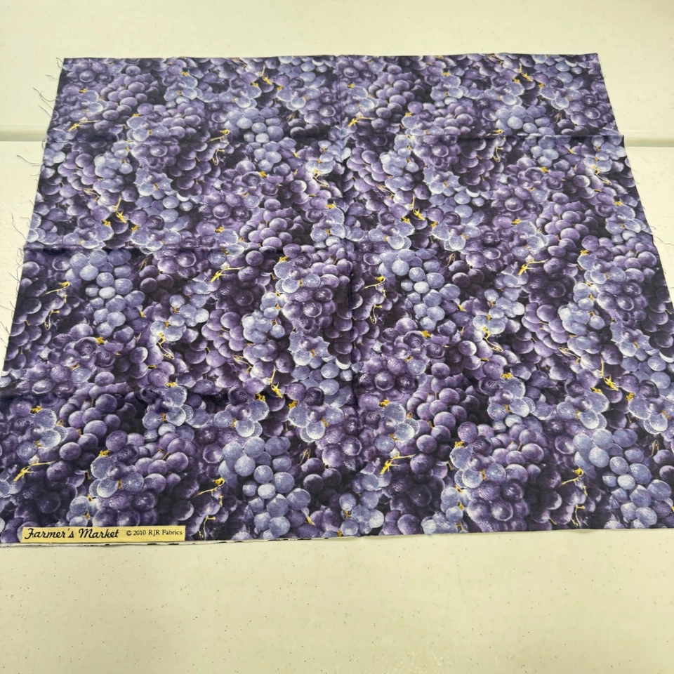 farmers market rjr fabrics quilting cotton purple grapes fruit 25x43 - Image 2 of 4