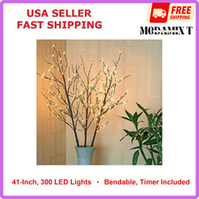 Lighted 41 In Artificial Twig Birch Tree Branch With 300 Fairy LED Lights Plug