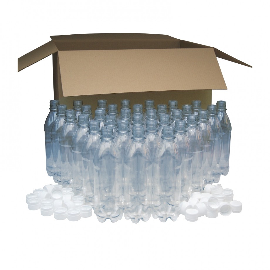 Clear Plastic Bottles 500ml Pack Of 40 With White Screw Caps- Water Drinks PET