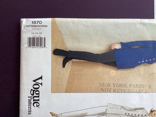 Vogue Designer Lagerfeld Pattern Size 14 16 18 Fitted Jacket Lined Tapered Pants - Picture 3 of 7