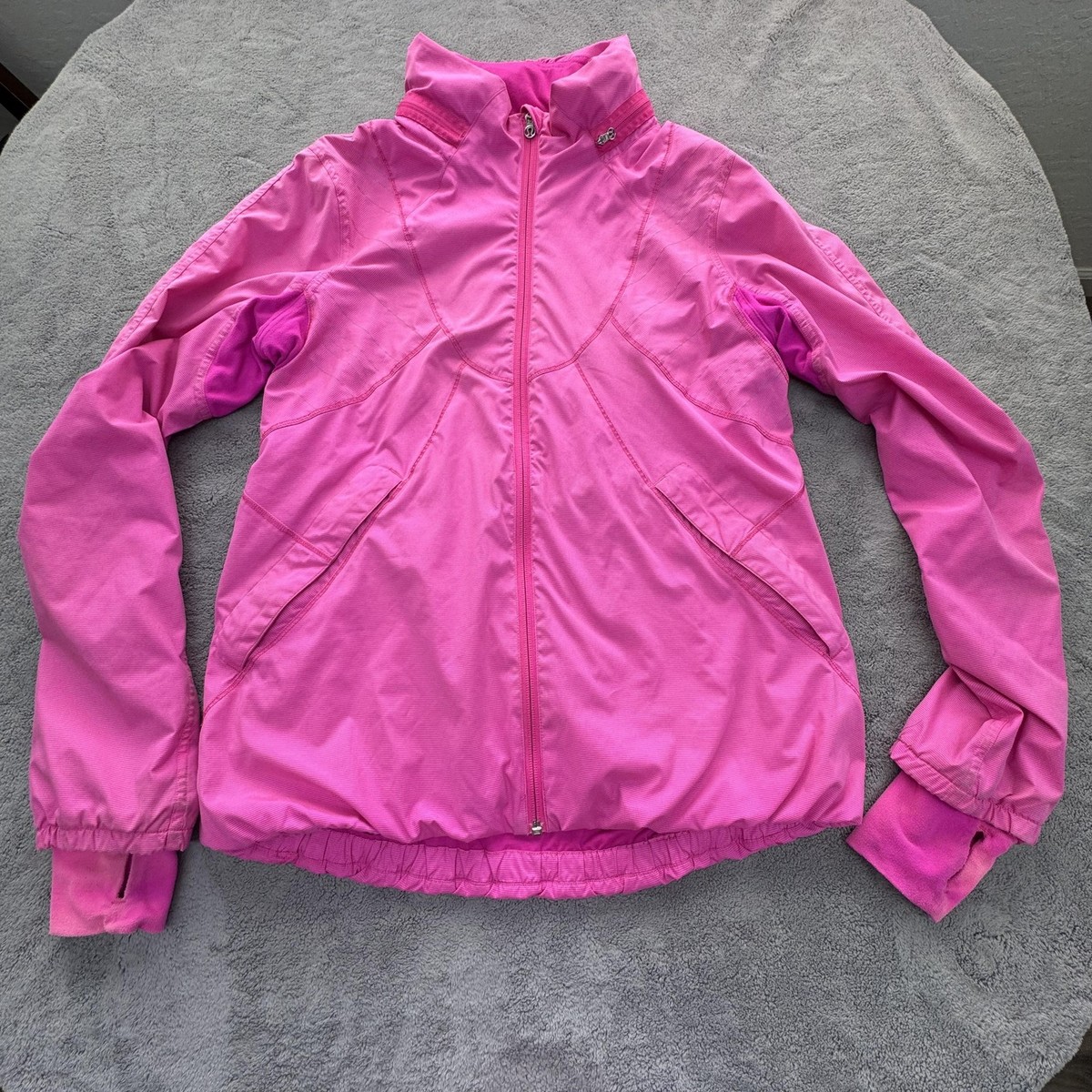 Lululemon Jacket Womens 10 Pink Windbreaker Hooded Full Zip Lined