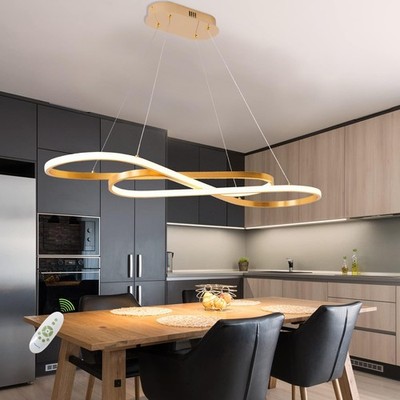 Gold Led Chandelier for Kitchen Island Lighting,Dimmable Modern Chandelier fo...