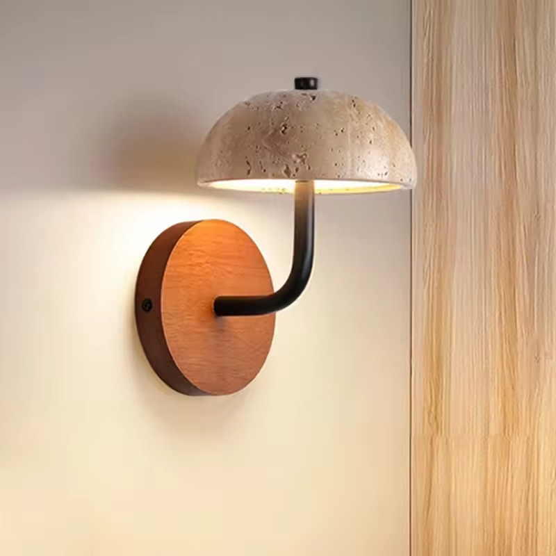 Applique murale LED 12W Wabi Sabi, luminaire en travertin et pierre naturelle style nordique