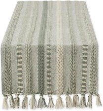Farmhouse Braided Stripe Table Runner Collection 15x108 15x113 Fringe Included 