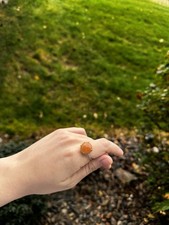 Natural Burmese Yellow Jadeite Cabochon Ring  Sterling Silver Setting