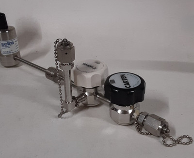 High Purity SS Gas Line Sampling Manifold Carten Valve + Setra Transducer Tescom