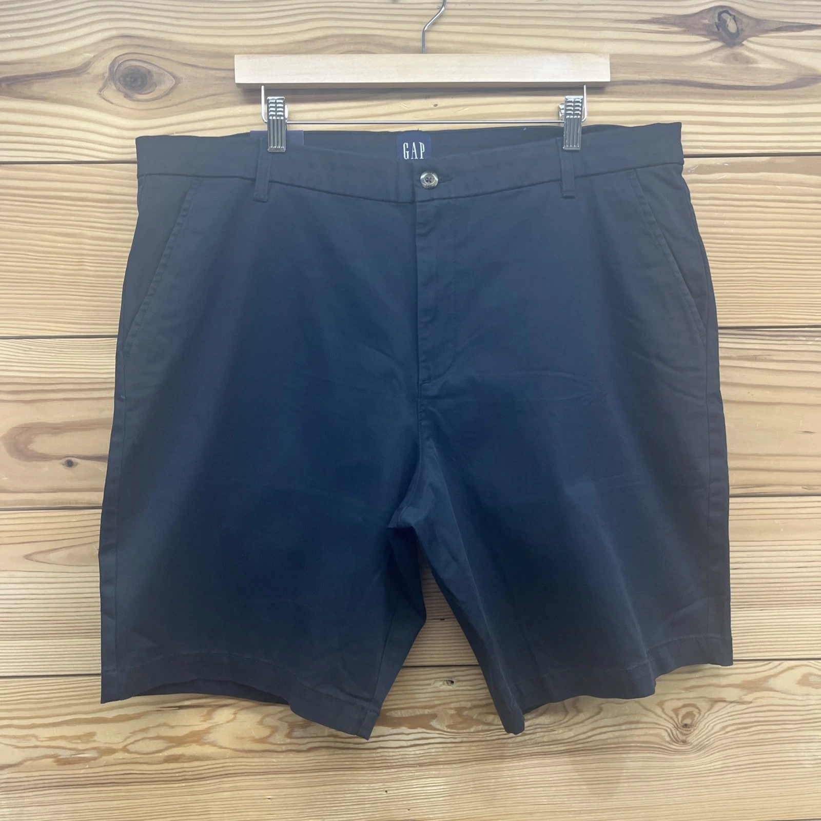 Gap Shorts Mens 40 Flat Front Chino Stretch Black 10" Inseam Preppy New NWT B145