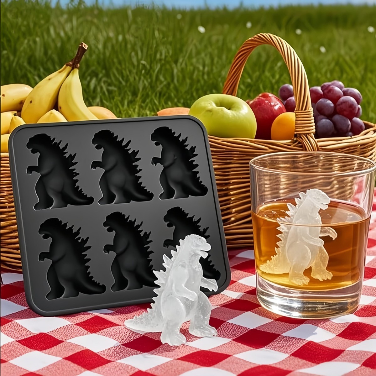 ネルデザインワークス Deck デッキ テーブル アシモクラフツ molds Godzilla Shaped Ice Cube Mold Ice Cube Tableware 6 Grid Silicone