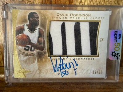 2014 Leaf David Robinson Game Used Warm-Up Autograph 2/25 - San Antonio Spurs