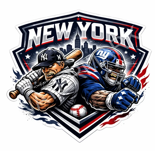 New York Sports Mashup Laminated Vinyl Sticker/Decal - Yankees Giants 03