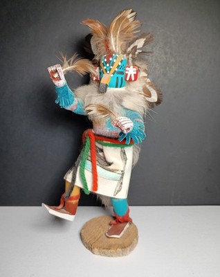 Vintage Indianer Kachina Puppe Tänzerin Handarbeit Künstler signiert 7'' groß
