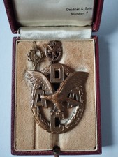 Alte ADAC Brosche Abzeichen Bronze mit Miniatur in Originalschachtel