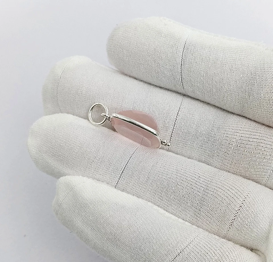Sterling Silver Rose Quartz Charm Pendant: 925 Stamp Handmade charm - Image 4 of 4