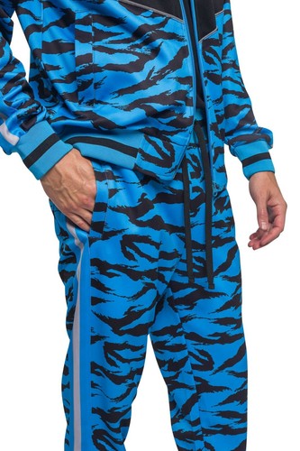 Men's Tiger Reflective Jogging Track Suits Track Pant&Jacket Sweatsuit Set ST576 - Picture 20 of 20