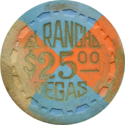 El Rancho Vegas Casino Las Vegas Nevada $25 Fire Chip 1950