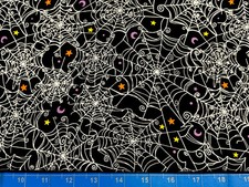 Tina Scrap 9"x21" Spiders Spiderweb Halloween Star Moon Cotton Fabric