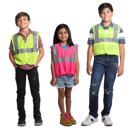 Kids Hi Vis Sleeveless Vest Visibility Safety Waistcoat Pink Lime JORESTECH - product listing photo