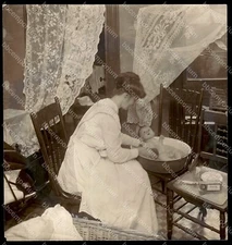 Mother washing baby 6" x 6" Brown Brothers Original Type 1 Photograph C115