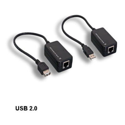 Lot10 Black USB Extension Over Ethernet RJ45 Adapter 12Mbps Extend to 200Feet