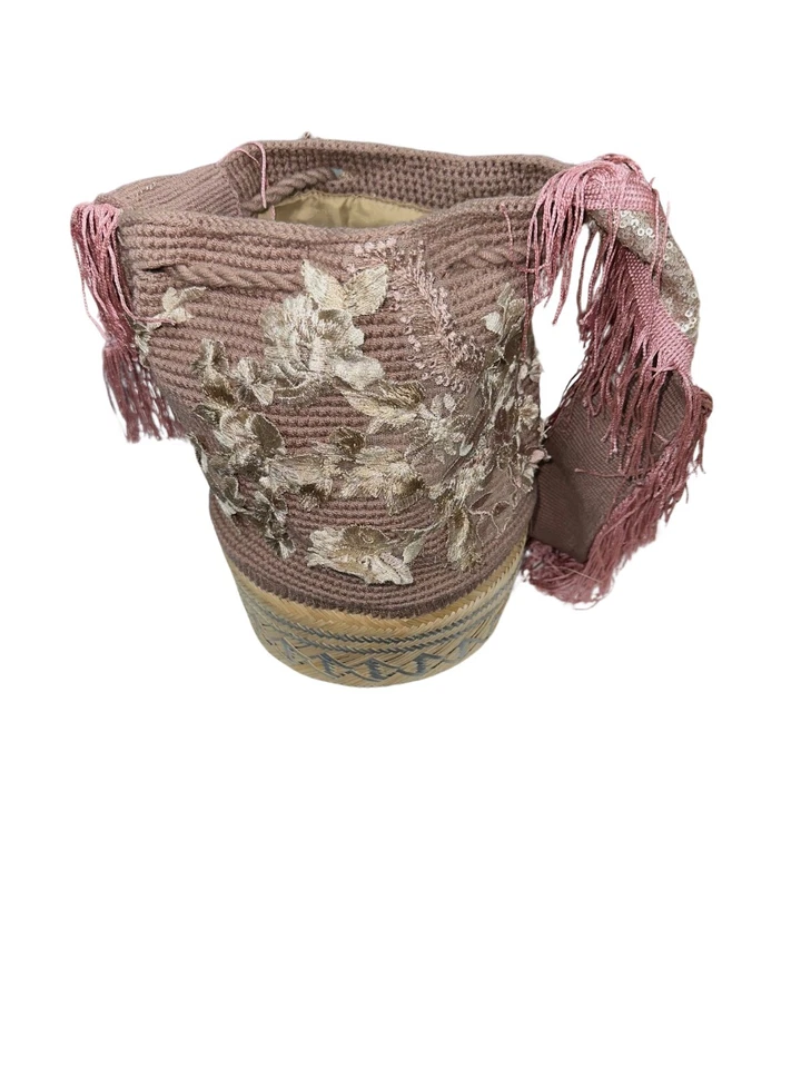 Mochila Colombiana Auténtica WAYUU Hecha a Mano Bandolera Bolso Bling Mejor Paja NUEVO Foto 3 de 4