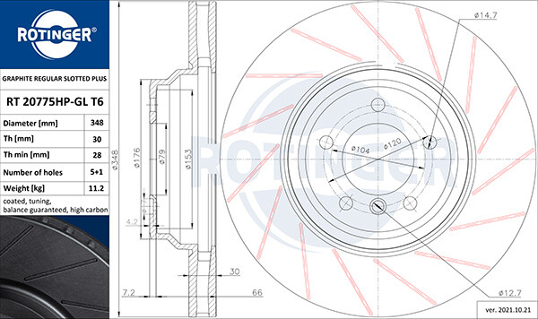 Rotinger 2X Bremsscheibe Vorne Ø348 Mm BelüFtet FüR BMW 3Er Touring E91 325D-image