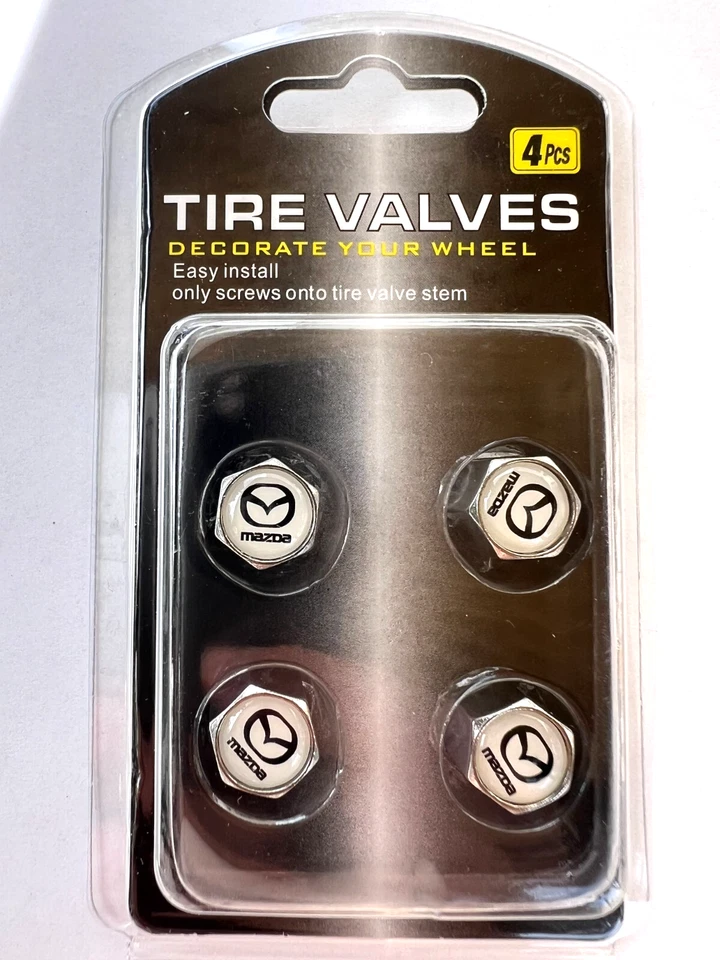 Mazda  Tire Valve Caps - Universal Fit - White Logo  -Sets of 4 - Image 2 of 2