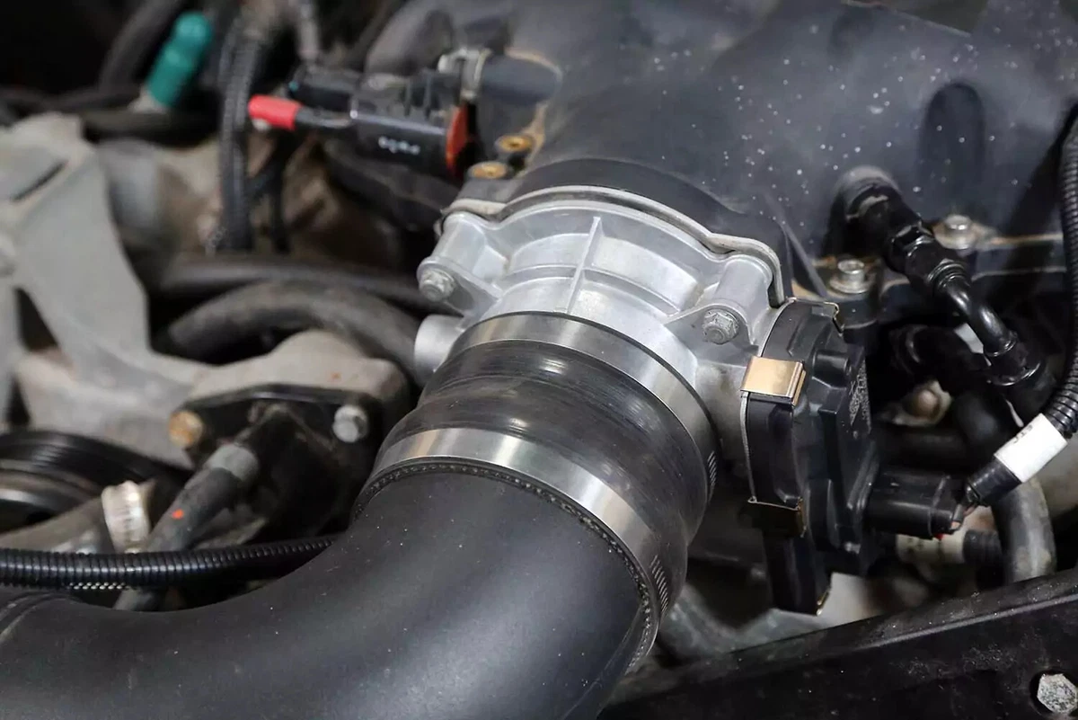 A new throttle body, fully installed.