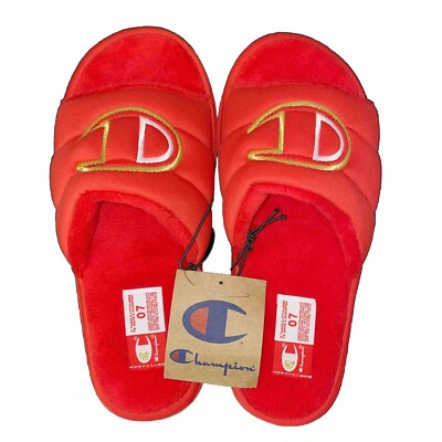 Champion Plush Core Slides Red White Gold CPS10495Y Youth (GS) Big Kids' NWOB