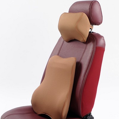 1xbrown Memory Foam Car Seat Cushion Lumbar Back Support Head