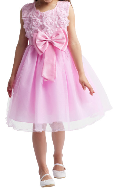 Vestido de Fiesta para Niña Floria Rosa - Elegante, Cómodo y con Flores 3D