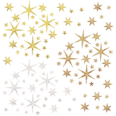 24 Sterne Sticker mit Pailletten Stern Aufkleber Glitzernd Weihnachten - wählbar