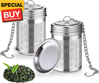 2 Pack Stainless Steel Tea Infusers, Extra Fine Mesh Strainers with Drip Trays, 