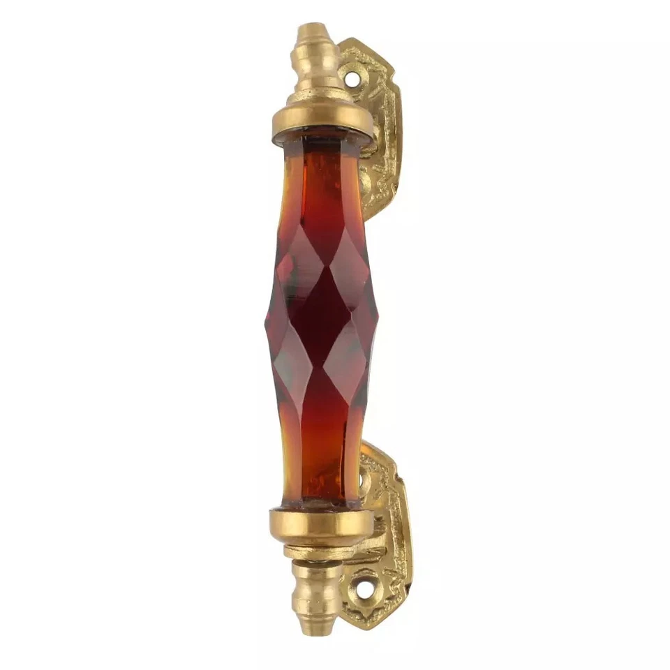 Juego de 4 manijas de puerta victorianas antiguas vintage de latón corte transparente Foto 3 de 3